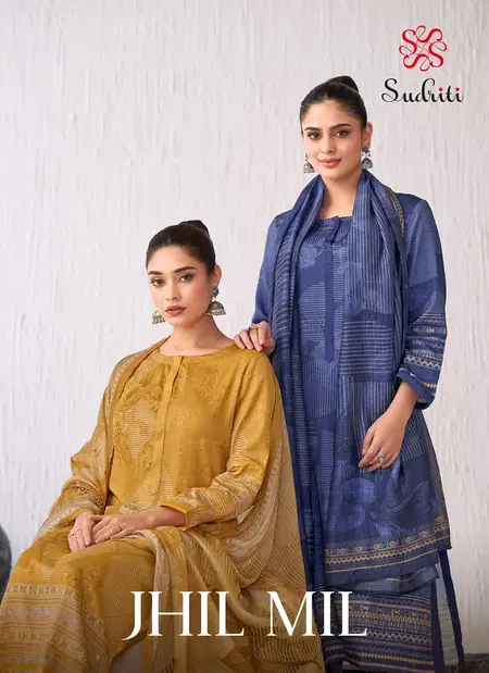 Jhil Mil By Sudriti Italian Satin Digital Printed Top With Bottom Dupatta Wholesale Suppliers In Mumbai